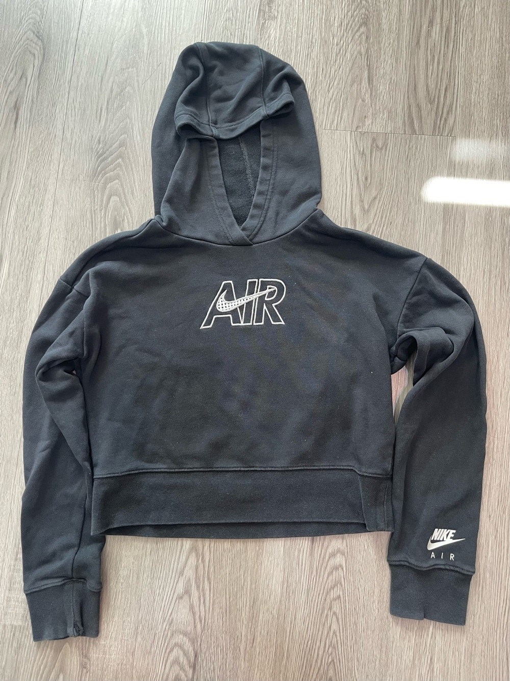 Nike Black Cropped Air Hoodie with White Logo
